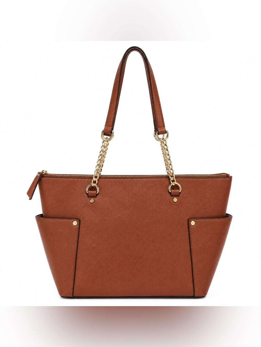 a new day Brown Tote with Gold Chain Handles